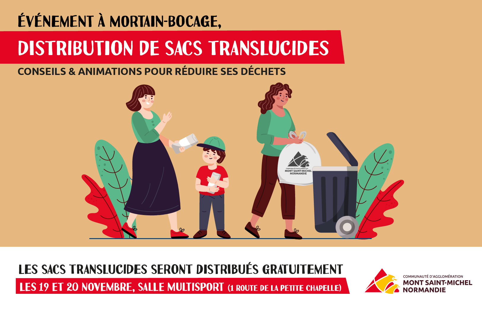 Distribution de sacs poubelle et prévention des déchets à Mortain-Bocage