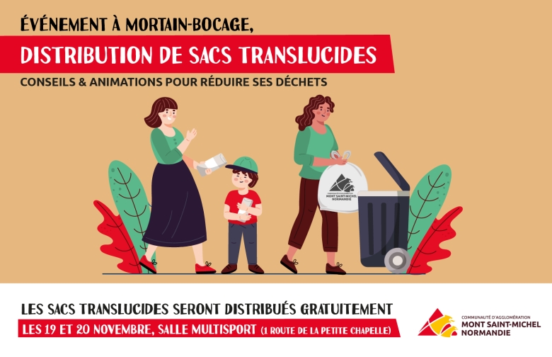 Distribution de sacs poubelle à Mortain-Bocage