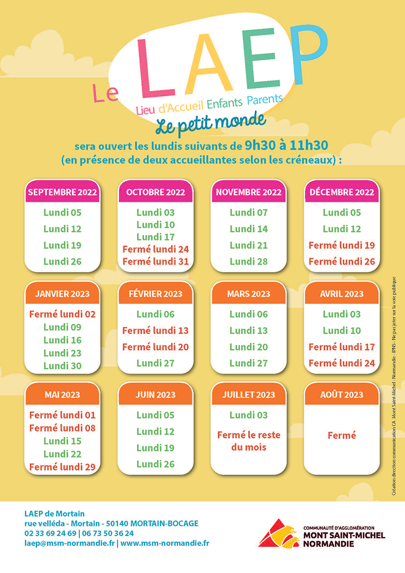 Affiche LAEP Planning 22 23 MORTAIN