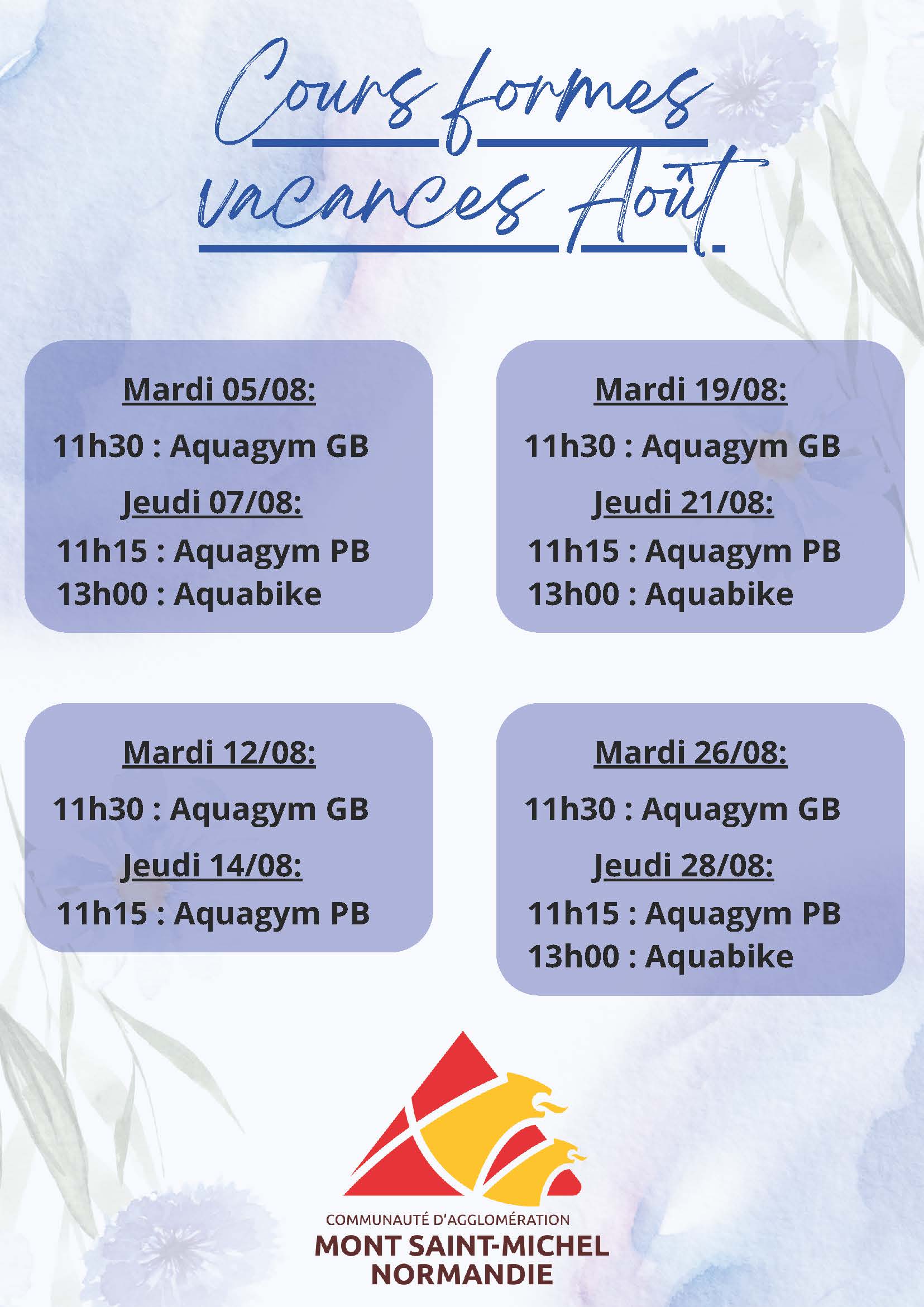 Cours formes vacances Août 1 1