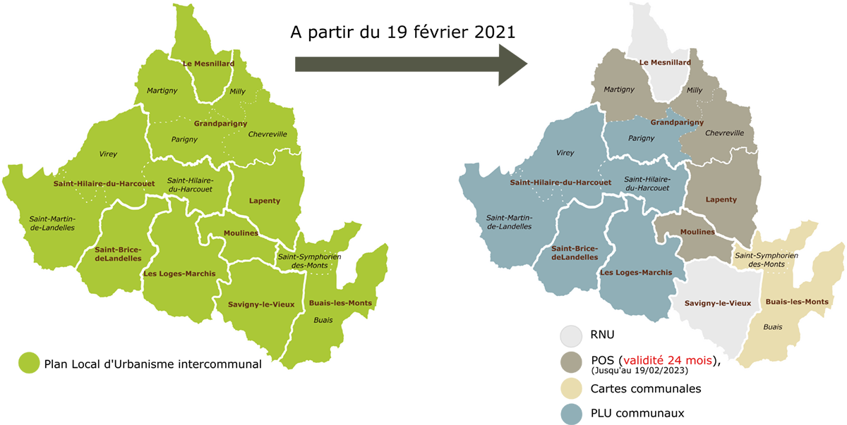 Carte evolution urbanisme Saint-Hilaire