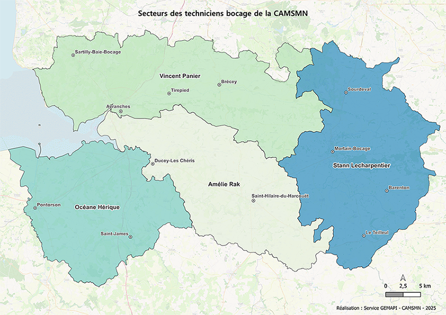 Carte secteurs animation bocage par couleur 